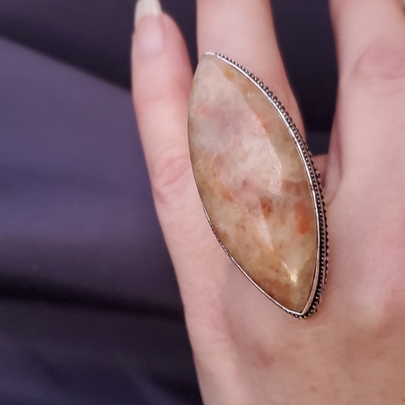 New Huge Sunstone 925 Silver Statement Ring. - Picture 2 of 14